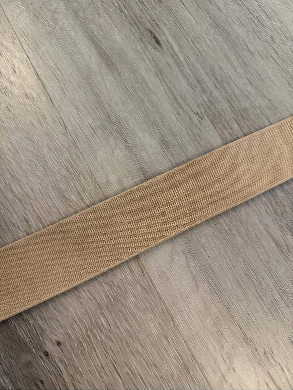 Elastic Tan Waist Belt with Gold Horsebit Accent